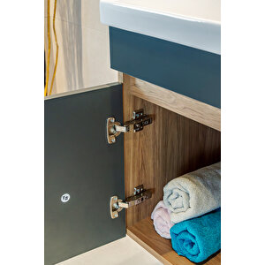 Star Banyo Dolabı Seti ( 60 Cm Egzotik Meşe & Koyu Gri Aynalı Lavabolu Mdf )