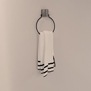 Yapışkanlı Lüks Banyo Havluluk Askılığı Yuvarlak Siyah Metal Paslanmaz Havluluk  Dc-5059