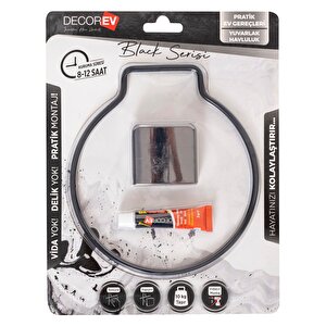 Yapışkanlı Lüks Banyo Havluluk Askılığı Yuvarlak Siyah Metal Paslanmaz Havluluk  Dc-5059