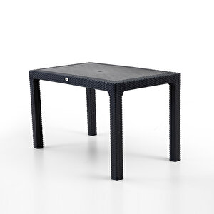 King 4 Kişilik Rattan Masa Sandalye Takımı Siyah