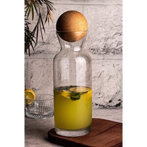 Ahşap Top Kapaklı Karaf / Sürahi 1200ml