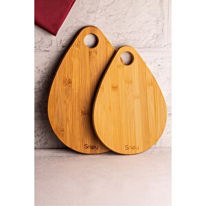 Culi - 2'li Bambu Kesme Tahtası Servis Tahtası Sunumluk 28/33 Cm