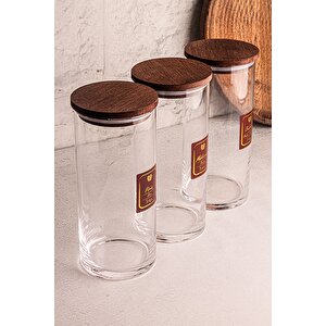 Story - 3'lü Etiketli Cam Jumbo Saklama Kabı Baharatlık Takımı 1150 Ml - Erzak Saklama Kabı Seti