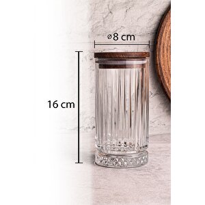 Mira 3'lü Ahşap Vakumlu Kapaklı Cam Saklama Kabı 450 Ml 3 Adet