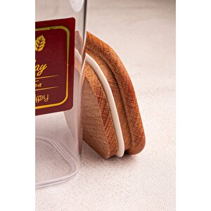 Boxy - 12'li Ahşap Vakumlu Kapaklı Etiketli Baharatlık Takımı 350 Ml - Erzak Saklama Kabı Seti