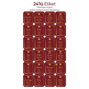 Boxy - 12'li Ahşap Vakumlu Kapaklı Etiketli Baharatlık Takımı 350 Ml - Erzak Saklama Kabı Seti