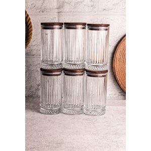 Mira 6'lı Ahşap Vakumlu Kapaklı Cam Saklama Kabı 450 Ml 6 Adet