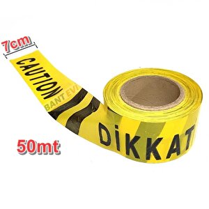 Dikkat Caution İkaz Bandı 50mt Emniyet Şeridi Siyah İkaz Şeridi Caution (Yapışkansız)