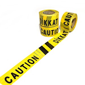 Dikkat Caution İkaz Bandı 50mt Emniyet Şeridi Siyah İkaz Şeridi Caution (Yapışkansız)