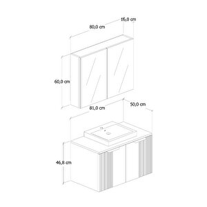 %100 Mdf - 80 Cm Chester Banyo Dolabı