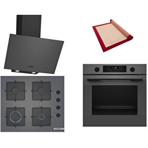 Gri 3 Lü Ankastre Set 342 ( Hua736en0t - Pop6c9p30o - Dwk64pj70t ) - Buhar Destekli - Fırın Matı Ile