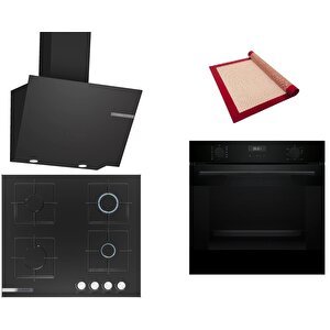 Siyah 3 Lü Ankastre Set 334 (hua717ba0t - Pnp6c6o12o - Dwk66pj60t ) Buhar Destekli - Fırın Matı Ile