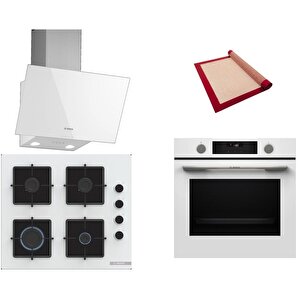 Beyaz 3 Lü Ankastre Set 343 ( Hua736ev0t - Pop6c2p30o - Dwk63pj20t ) - Buhar Destekli - Fırın Matı Ile