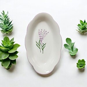 2li El Yapımı Desenli Servis Tabağı Sunum Tabağı, Lila Lila