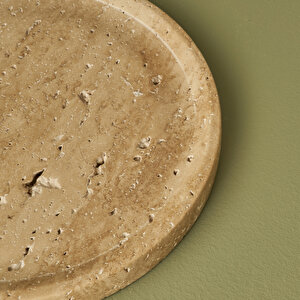 Ephesus Traverten Yuvarlak Dekoratif Tabak Naturel (20x4 Cm) Naturel