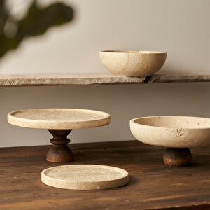 Ephesus Traverten Yuvarlak Dekoratif Tabak Naturel (20x4 Cm) Naturel