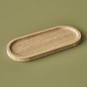 Ephesus Traverten Oval Dekoratif Tabak Naturel (12x28 Cm) Naturel