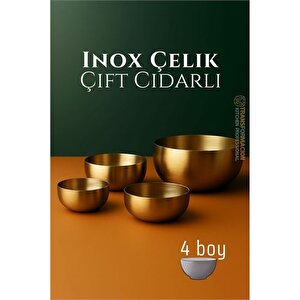 Modacar Çift Cidarlı Kase - Inox Çelik 4 Lü Kase Seti Kase