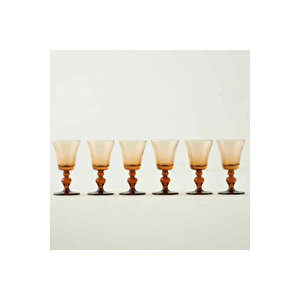 Colored 6'lı Ayaklı Kahve Yanı Su Bardağı Amber (47 Cc) Amber