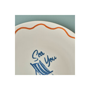 Marine Porselen 6'lı Pasta Tabağı Seti Mavi (19 Cm) Çok Renkli