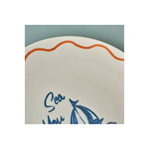 Marine Porselen 6'lı Pasta Tabağı Seti Mavi (19 Cm) Çok Renkli