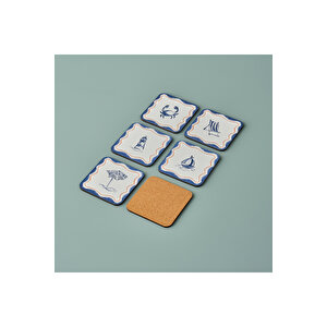 Marine 6'lı Bardak Altlığı (10x10 Cm) Çok Renkli