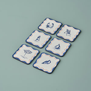 Marine 6'lı Bardak Altlığı (10x10 Cm) Çok Renkli