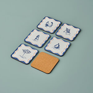 Marine 6'lı Bardak Altlığı (10x10 Cm) Çok Renkli
