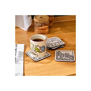Keith Haring 6'lı Bardak Altlığı Siyah (10x10 Cm) Siyah