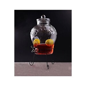 10 Litre Musluklu Cam Su Sebili Şerbetlik Ve Damacana Metal Ayaklı