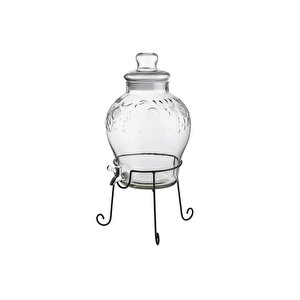 10 Litre Musluklu Cam Su Sebili Şerbetlik Ve Damacana Metal Ayaklı