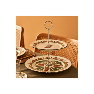 Tulip Porselen 2 Katlı Kurabiyelik Çok Renkli