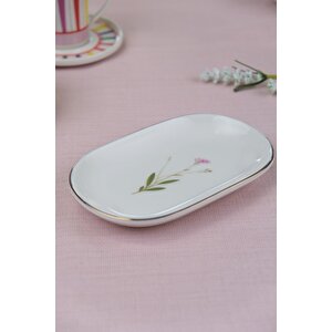 Tabak Evi Porselen Natura Çuha Altın Yaldızlı Oval Kayık Tabak 18x11x2,50cm 2 Li̇