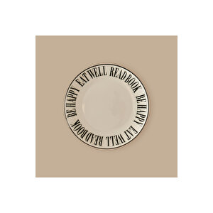 Book Lovers Porselen Servis Tabağı Siyah (25 Cm) Siyah