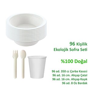 Ekolojik 96 Kişilik Çorba Parti Piknik Sofra Sunum Seti - Çorba Kasesi Bardak Çatal Kaşık Takımı