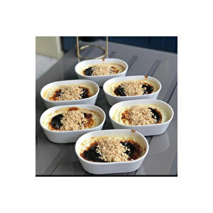 6 Adet Oval Çerezlik/kahvaltılık Sunum Tabağı Seti - Beyaz 15x8 Cm Trilla