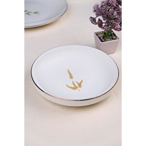Tabak Evi Porselen Natura Marinum Altın Yaldız Çukur Tabak 18,50cm 6 Lı
