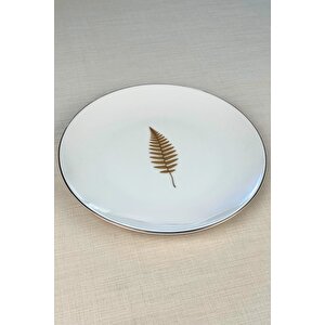 Tabak Evi Porselen Natura Fern Altın Yaldız Servis Tabağı 24,50cm 2 Li