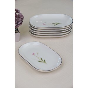 Tabak Evi Porselen Natura Çuha Altın Yaldızlı Oval Kayık Tabak 18x11x2,50cm 4 Lü