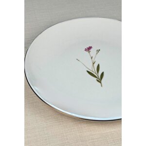 Tabak Evi Porselen Natura Çuha Altın Yaldız Servis Tabağı 24,50cm 6 Lı