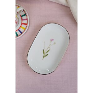 Tabak Evi Porselen Natura Çuha Altın Yaldızlı Oval Kayık Tabak 18x11x2,50cm Tekli