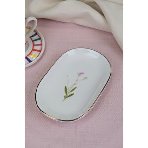 Tabak Evi Porselen Natura Çuha Altın Yaldızlı Oval Kayık Tabak 18x11x2,50cm Tekli