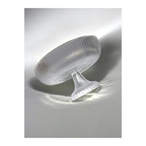 24 Cm Ayaklı Cam Sunumluk | Altın Çizgili Şık Sunum Tabağı | Pasta Kurabiye Servis Tabağı