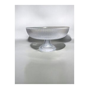 24 Cm Ayaklı Cam Sunumluk | Altın Çizgili Şık Sunum Tabağı | Pasta Kurabiye Servis Tabağı