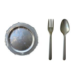 Omeyva Nişan Kına Piknik Gümüş Sorfa Seti - Sert Mika Plastik - 72 Kişilik Tabak Çatal Kaşık Takımı