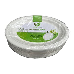Roll-up Nature Ekolojik Karton Kağıt Tek Kullanımlık Oval Tabak - 20x26 Cm. - 25 Adetlik 1 Paket