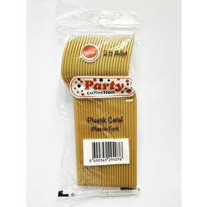 Omeyva 26 Cm. Altın Sorfa Sunum Seti - Sert Mika Plastik - 24 Kişilik Tabak Çatal Kaşık Takımı