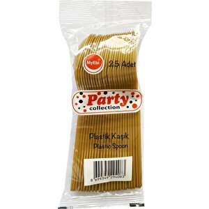 Omeyva 26 Cm. Altın Sorfa Sunum Seti - Sert Mika Plastik - 24 Kişilik Tabak Çatal Kaşık Takımı