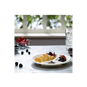 Ekolojik 26 Cm. 3 Bölmeli 24 Kişilik Parti Piknik Sofra Sunum Seti -tabak Bardak Çatal Kaşık Takımı