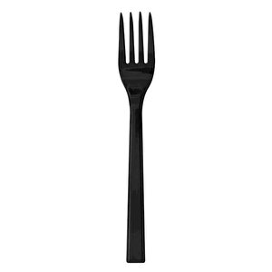 Omeyva 26 Cm. Siyah Sorfa Davet Seti - Sert Mika Plastik - 48 Kişilik Tabak Çatal Kaşık Takımı